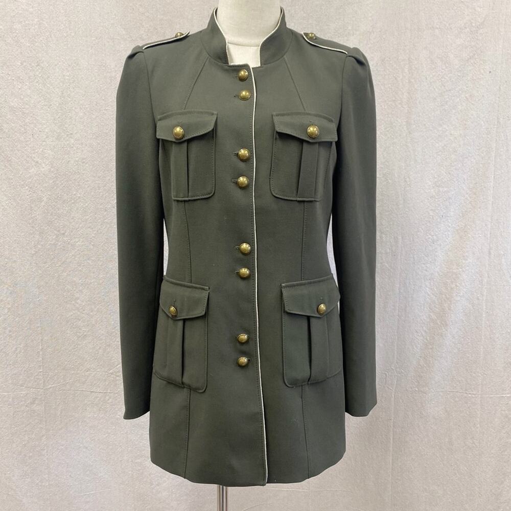 White House Black Market army green Military Topper longline jacket Size‎ Small